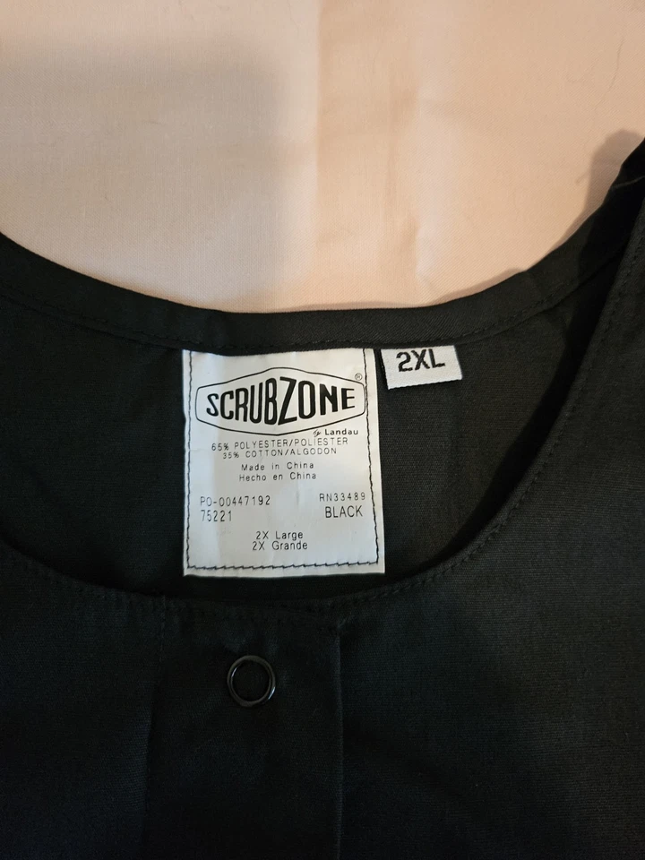 Chaqueta Médica ScrubZone Negra Frontal a Presión Talla 2XL Nueva con Etiquetas Foto 4 de 4