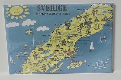 Sweden Map MAGNET Vintage Card 2''x3'' Refrigerator Locker Reto FREE SHIPPING