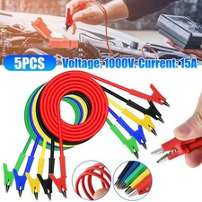 5Pcs 30V 15A Alligator Clips Electrical Test Leads Set Jumper Wires Cables Set