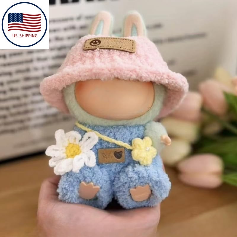 Labubu Doll Clothes 3-Piece Set with Colorful Hat Outfit and Handbag