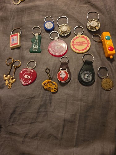 VTG Lot 70s 80s Keychains Key rings Advertising Budweiser.Chrysler.Buick