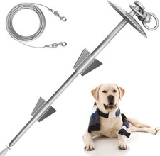 Heavy Duty Dog Tie Out Stake with 10FT Dog Cable  for Large Dogs up to 150 Lbs