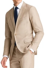 BONOBOS Mens 38/38S Slim Fit Suit Jacket Blazer Sport Coat Cotton Beige Stone