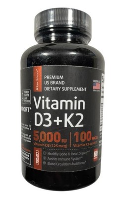 Raw Science Vitamin D3 + K2 5,000iu 100mcg Exp 04/27