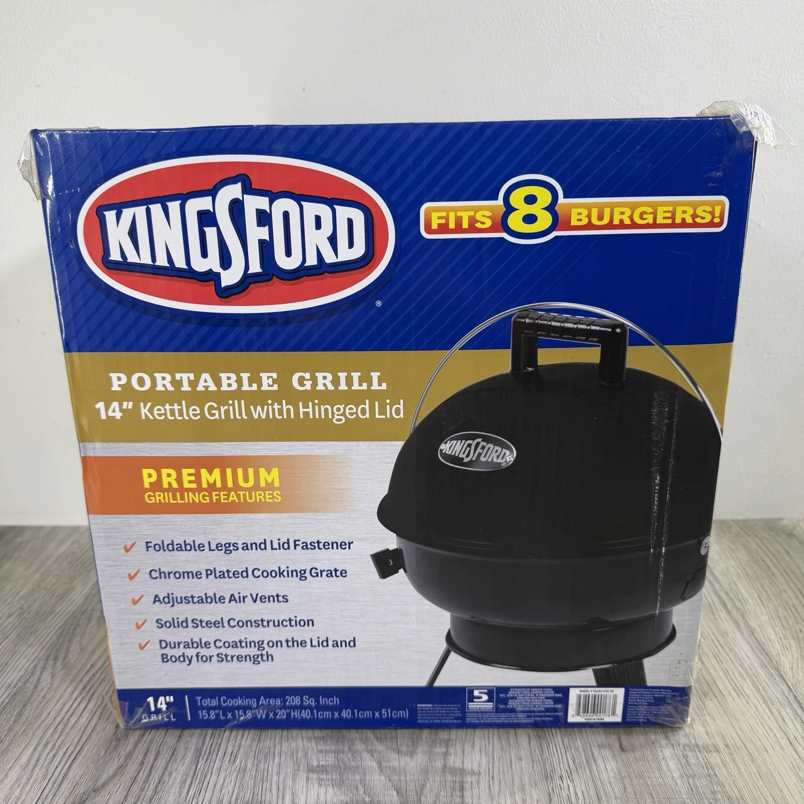 Portable Charcoal Kettle Grill By Kingsford 14"- Black Lid Camping Tailgate New