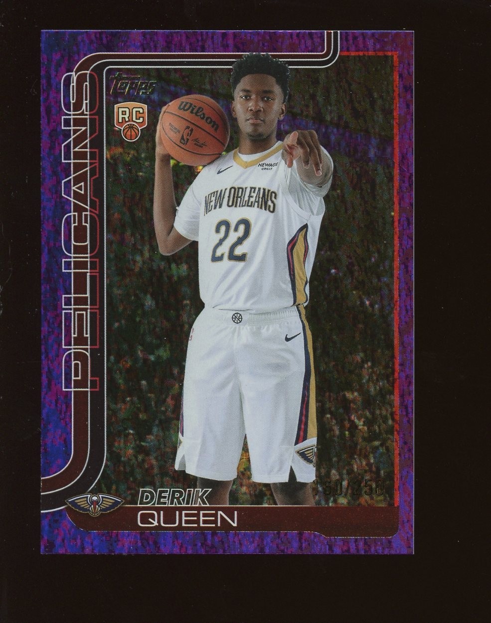 2025-26 TOPPS DERIK QUEEN PURPLE HOLOFOIL #213 160/250 RC SP