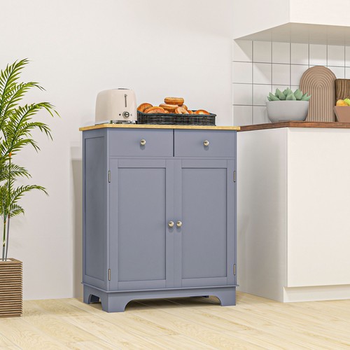 Buffet Cabinet, Coffee Bar Cabinet with 2 Drawers, Gray - Picture 10 of 11