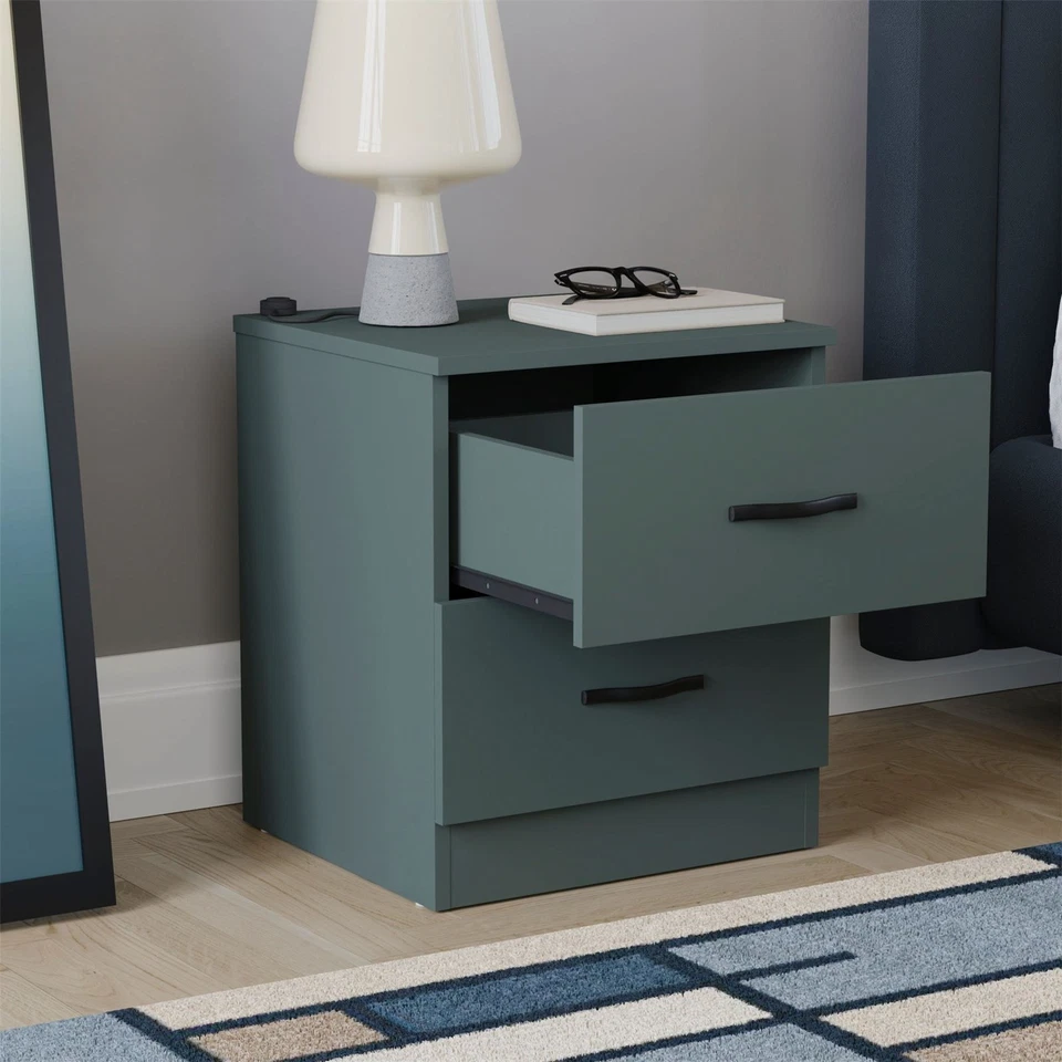 Vida Designs Riano 2 Drawer Bedside Chest Cabinet Storage Furniture Green - Image 4 of 4