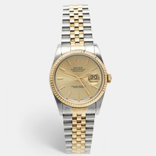 Rolex Champagne 18k Yellow Gold Stainless Steel Datejust 16233 Men