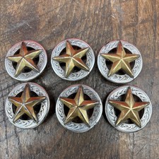 CRAFTOOL - TANDY LEATHER - 1 .25 3D TEXAS STAR CONCHO Lot Of 6