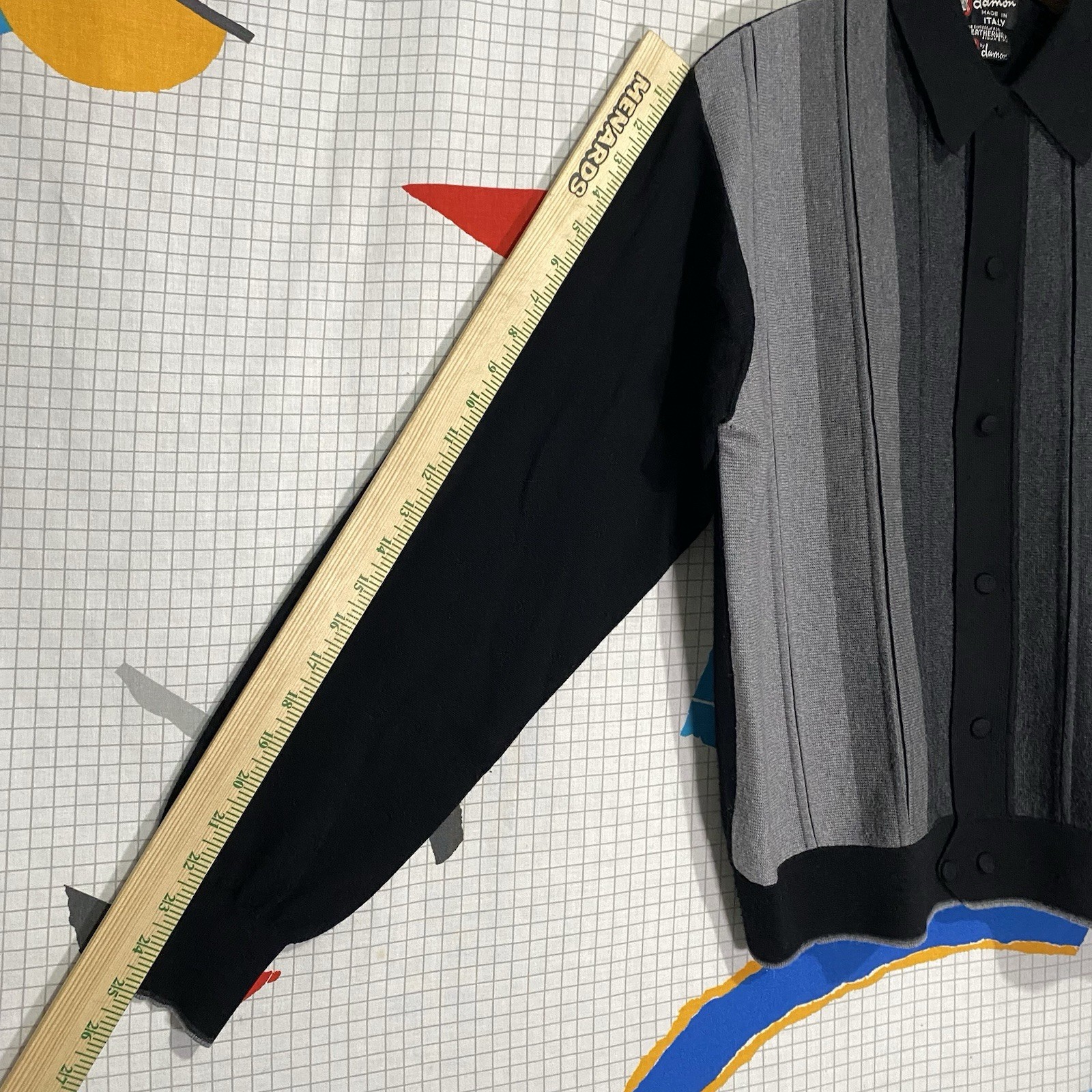 Vintage 50s Damon Wool Cardigan Striped Sweater 60s Loop Collar Rockabilly Italy