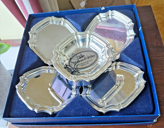 Mason & Riley Silverplate Boxed Set of 8 Coasters and 2 Nut Dishes