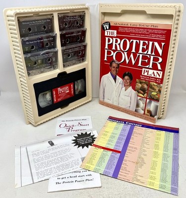 The Protein Power Plan 1997 Box Set 6 Audio Cassette Tapes + VHS + Book + Poster