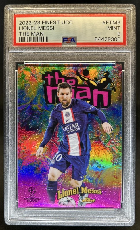 2022-23 Topps Finest UEFA Lionel Messi The Man SP #FTM-9 PSG PSA 9