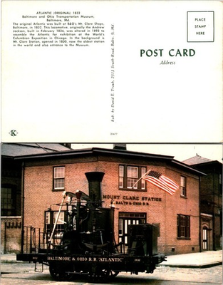 #ad Baltimore Ohio RR Atlantic Train Postcard Mount Clare Station Unposted 1832 $24.99