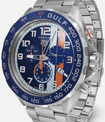 TAG HEUER Formula 1 X Gulf Quartz 43MM CHRONO SS Men's Watch CAZ101AT.BA0842