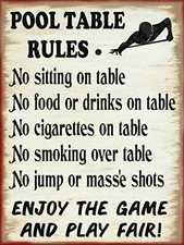 Pool Table Rules Billards Canvas Liquor Bar Pool Man Cave Metal Sign Home Decor 