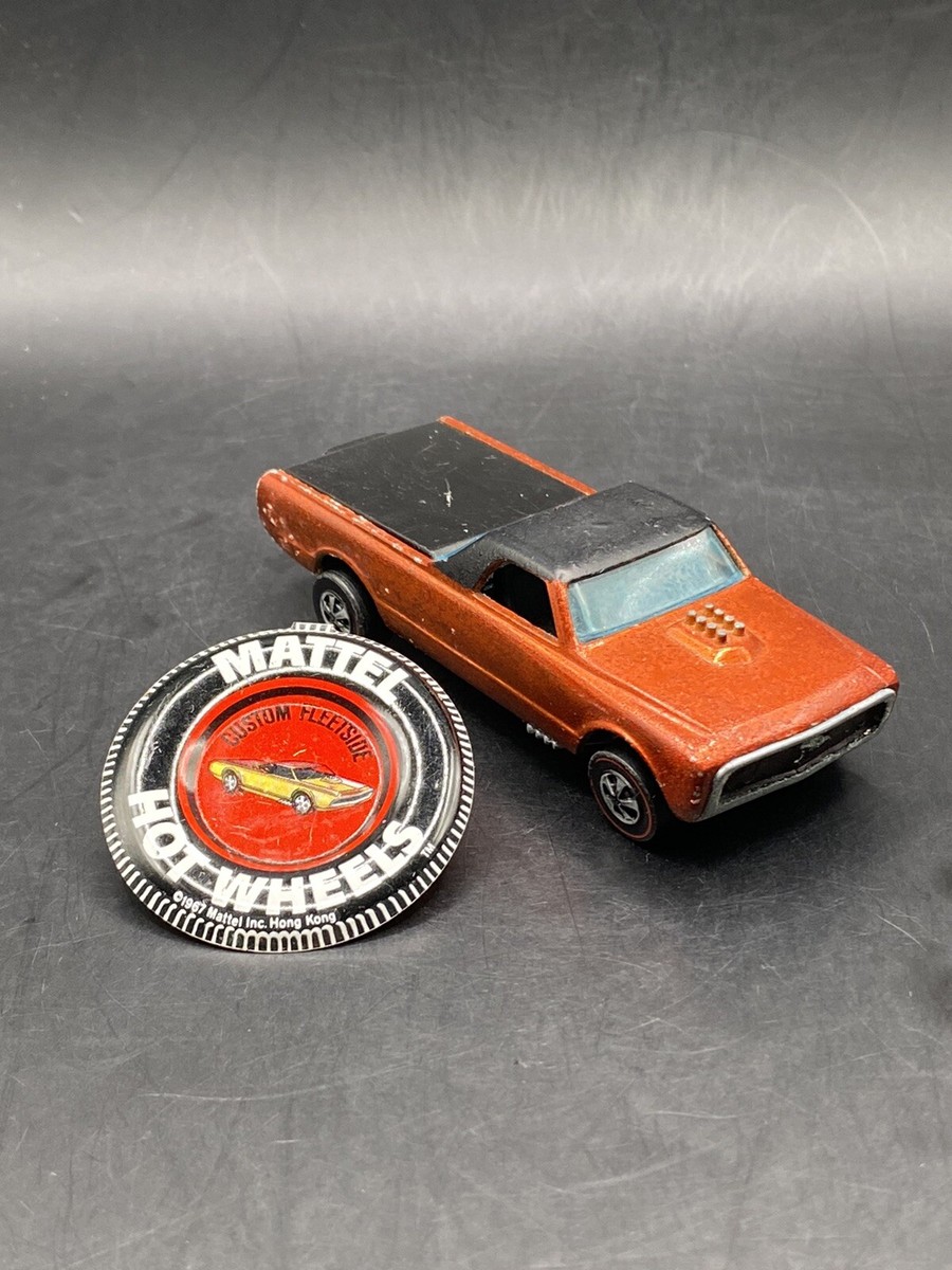 Hot Wheels Redline Custom Fleetside Orange HK w Button Vintage