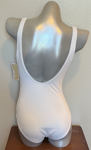 Michael Kors Womens One Piece Swimsuit Size 12 White Lace Up Gold Rivets NEW - Picture 4 of 7