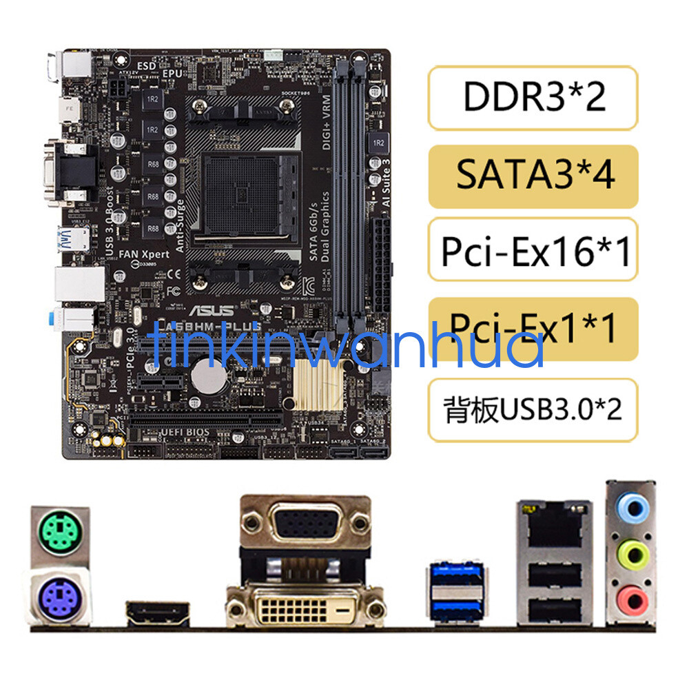 For ASUS A68HM-PLUS Socket FM2+ DDR3 VGA+DVI+HDMI Motherboard