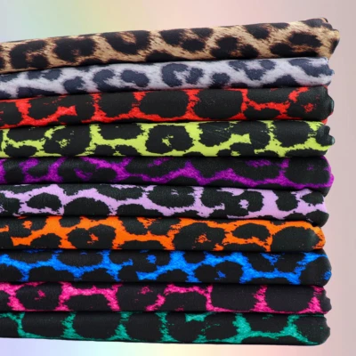 FABRIC STYLES Leopard Print Fabric Jersey Stretch Scuba Velvet Mesh Animal 10 Colours FS005