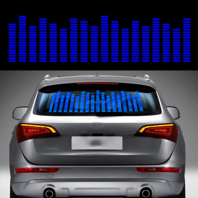 Blue Car Music Rhythm LED Flash Light Sticker Sound Activated Equalizer Lamp