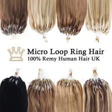 Micro Ring Tip Real Human Hair Extensions Micro Bead Loop Link Remy Hair 16-26in