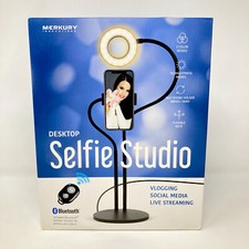 Desktop Selfie Studio Vlogging Ring Light Phone Holder With Remote Platform Base