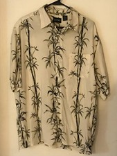 L Men's PURITAN Beige  Green Floral Rayon Hawaiian Shirt NEVER WORN