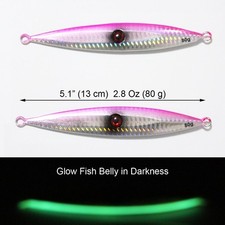Lot 6 Pcs 80g Glow Metal Slow Jig Lure Trolling Jigging Bait Saltwater Big Game