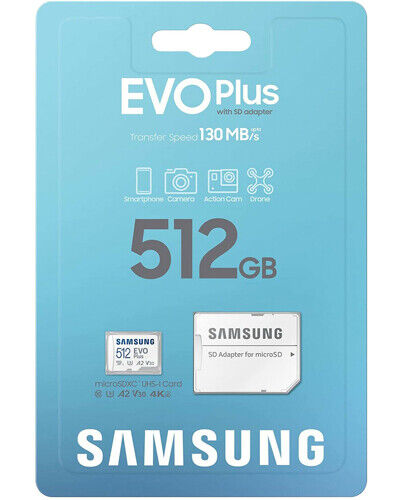 Samsung EVO Plus A2 512GB 512G micro SD micro SDXC Flash Memory Card 130MB/s C10 - Picture 2 of 4