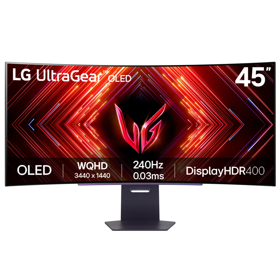 LG 45GS95QE-B.AEK 45 inch Wide Quad HD OLED FreeSync 240Hz Curved Gaming Monitor - Image 2 of 4
