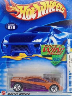 2002 Hot Wheels #36 First Editions 24/42 HW PROTOTYPE 12 Orange w/ChromePr5Spoke