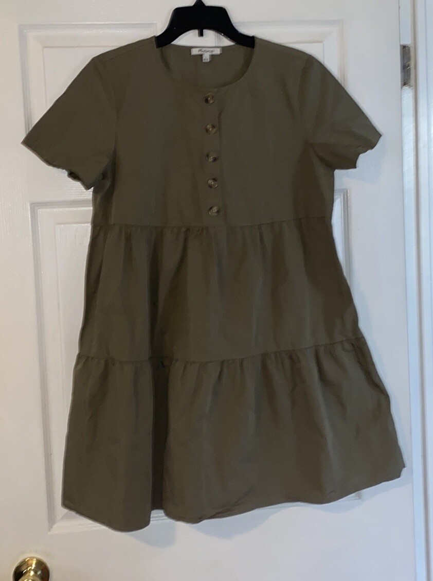 madewell short sleeve tiered mini dress Plaid Faux-Wrap Short-Sleeve Tiered Mini Dress