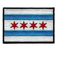 CHICAGO CITY FLAG IRON ON PATCH 3" Illinois Blue Red Embroidered Applique Biker