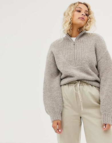 Weekday Selina zip Womens sz XS Sweater 
