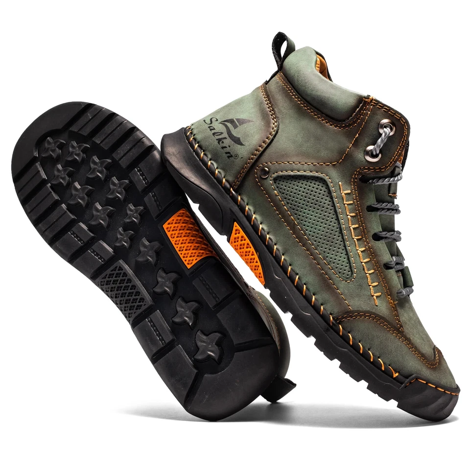 Men Waterproof Ankle Boots Breathable Soft Sneakers Handmade Casual Flat Shoes - Image 3 of 4