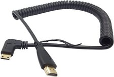 90 Degree Right Mini Hdmi Type C Male To Hdmi Type A 1.5 Feet Coiled Cable