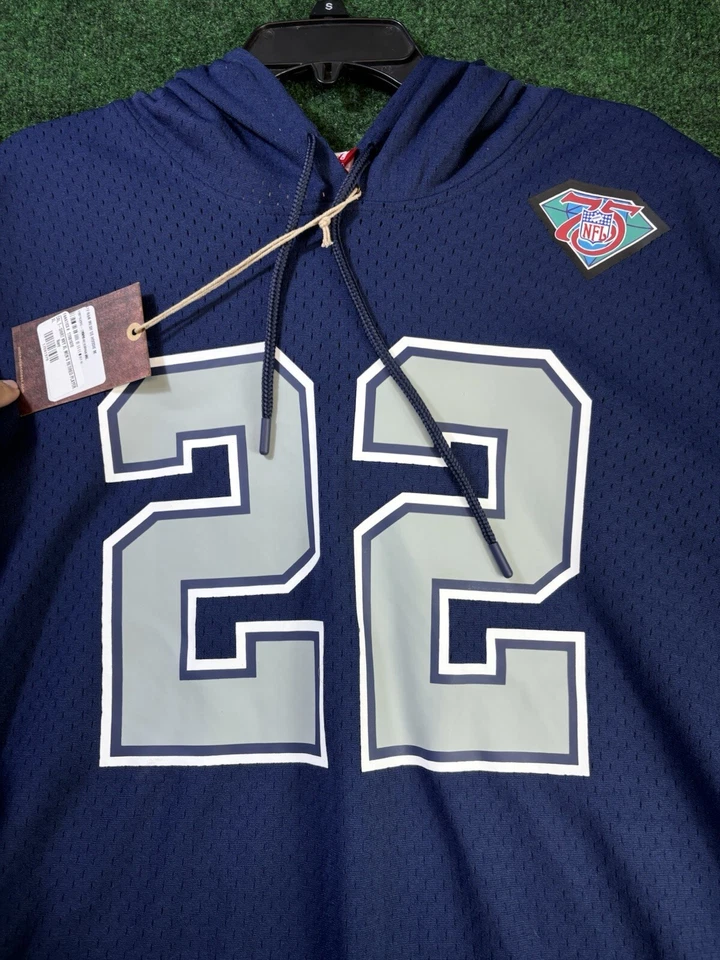 Camiseta con capucha de malla para hombre Mitchell & Ness Emmitt Smith azul marino Dallas Cowboys XL Foto 2 de 4