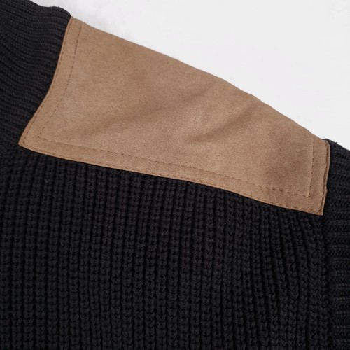 Orvis Sweater Vest Mens XXL Black Brown Heavy Cotton Suede Shoulder Full Zip - Picture 3 of 22
