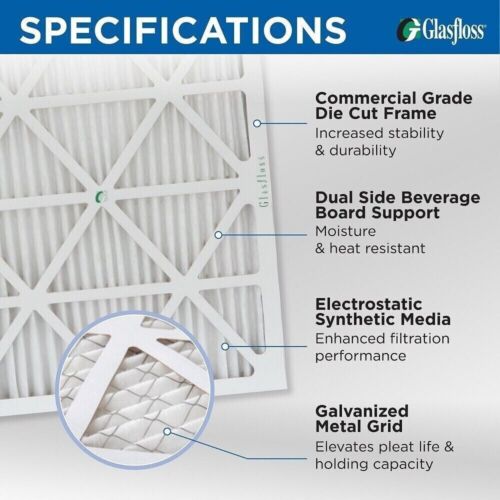 Glasfloss ZL 20x20x1 MERV 10 (FPR 7) Pleated HVAC Air Filters. Case of 12 - Picture 4 of 6