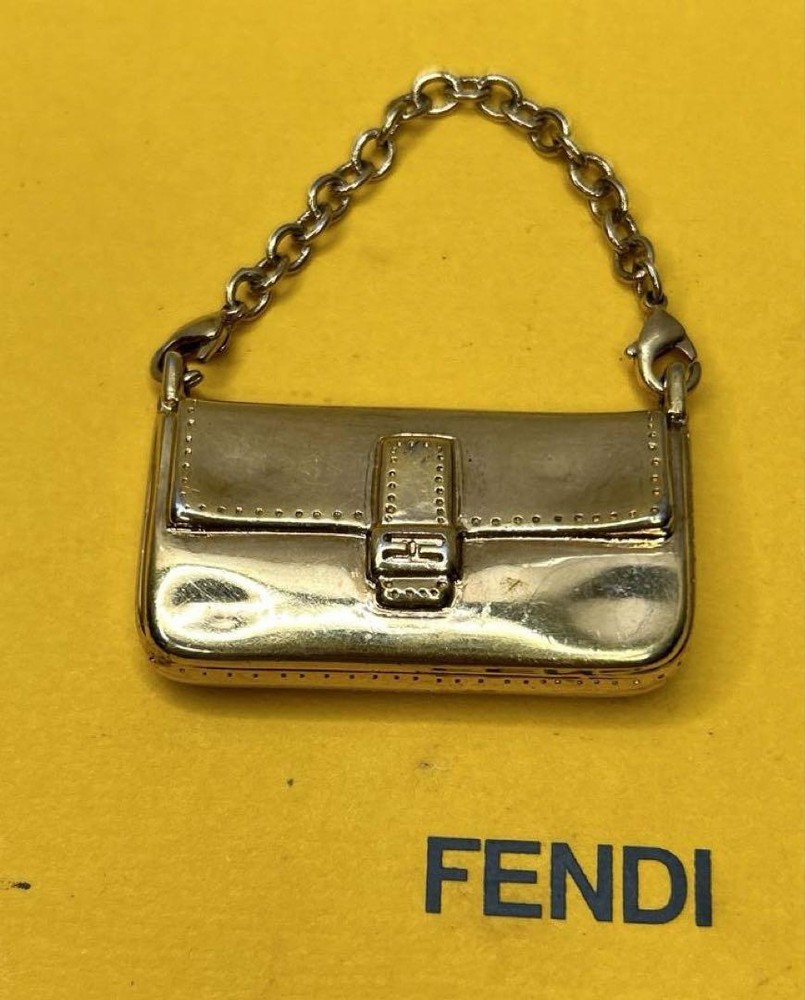 FENDI Bag Charm Keychain Mamma Bucket Bag Gold Rare