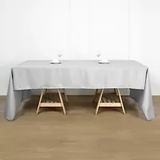 SILVER 60x102" RECTANGLE POLYESTER TABLECLOTH Light Gray Kitchen Catering Linen