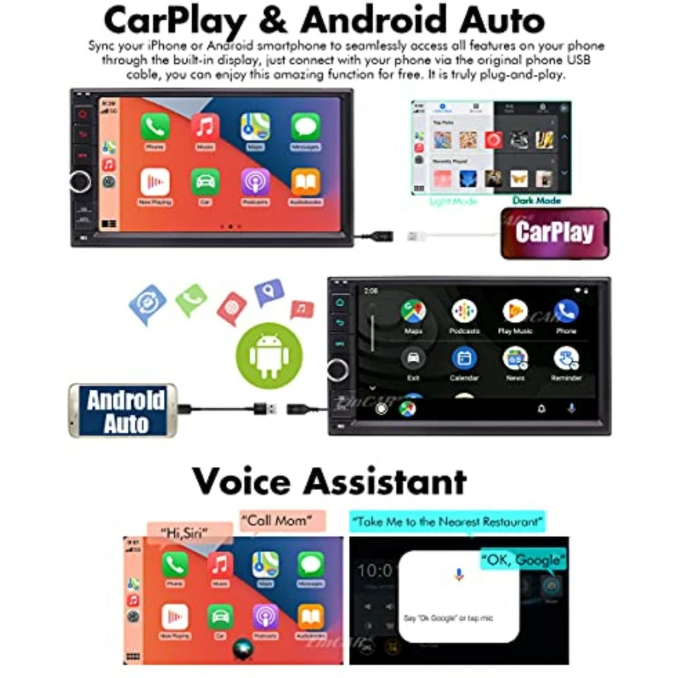 Quad 4 Core 16GB Android 10.0 7" Double 2DIN Car GPS Navigation Stereo Radio Cam - Image 3 of 4