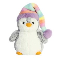 Aurora - PomPom Penguin - 9" Pom Pom Rainbow Hat Festive Stuffed Animal