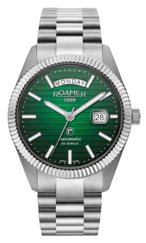 Roamer Primeline Daydate II 981666 41 75 50 Automatik Herrenuhr Armbanduhr Grün - Bild 2 von 4