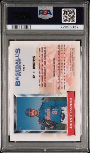 1993 Topps Finest John Franco #191 Refractor PSA NM-MT 8 - Picture 2 of 2