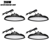4Pack 200W UFO LED High Bay Light GYM Workshop Warehouse Facility Lighting 6000K