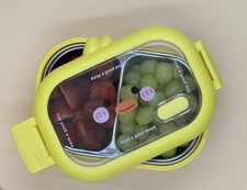 Kids Lunch Box Stainless Steel Base Hit Cold Fun Bright Yellow 2 Compartments