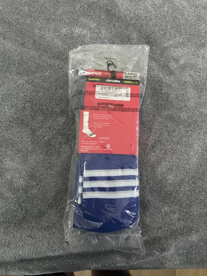 Adidas, Rivalry Dark Navy Blue OTC Baseball Socks, 2Pk. Size Large Shoe SZ 9-13 - Image 2 of 4